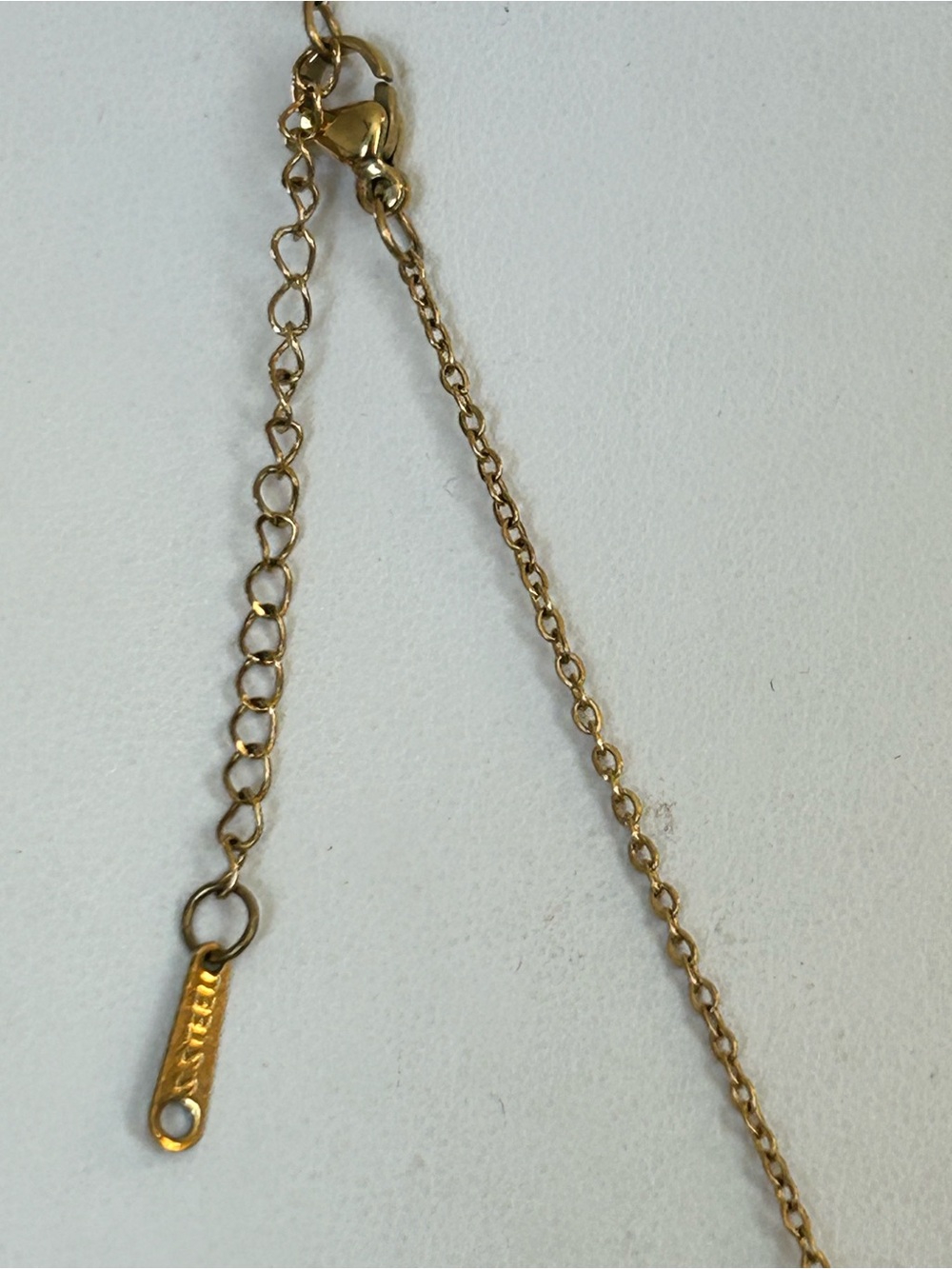 Green Fox Jade Pendant Necklace Gold Tone crystal accents 15-17” stainless steel - Picture 2 of 6